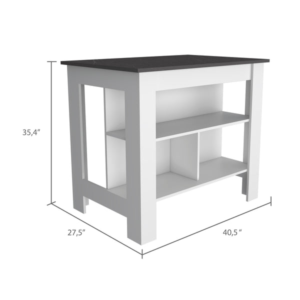 English Elm Cala Kitchen island with wide prep surface, spacious leg room and three open shelves for storage Multicolor 45.3 L x 32.7 W x 4.7 H B07092011