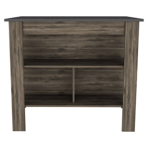 English Elm Cala Kitchen Island With Open Shelving, Dark Brown Finish - Ample Prep Space & Stylish Storage Solutions B20092008