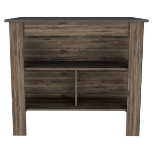 English Elm Kitchen Island With Spacious Top, Open Storage Shelves & Sturdy Legs – Dark Brown/Onix Finish B097132966