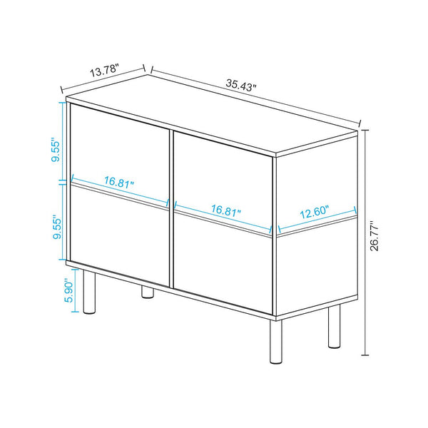 Retro Accent Cabinet in White and Multi Color Red, Yellow, Blue AC-312AMC132 Manhattan Comfort