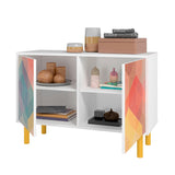 Retro Accent Cabinet in White and Multi Color Red, Yellow, Blue AC-312AMC132 Manhattan Comfort