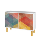 Retro Accent Cabinet in White and Multi Color Red, Yellow, Blue AC-312AMC132 Manhattan Comfort