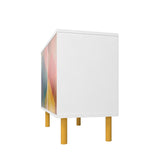 Retro Accent Cabinet in White and Multi Color Red, Yellow, Blue AC-312AMC132 Manhattan Comfort