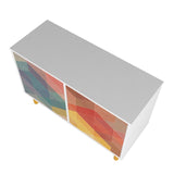 Retro Accent Cabinet in White and Multi Color Red, Yellow, Blue AC-312AMC132 Manhattan Comfort