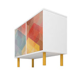 Retro Accent Cabinet in White and Multi Color Red, Yellow, Blue AC-312AMC132 Manhattan Comfort