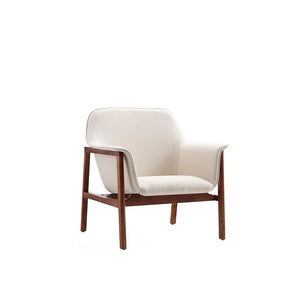 Manhattan Comfort Miller Mid-Century Modern Accent Chair Cream and Walnut AC007-CR
