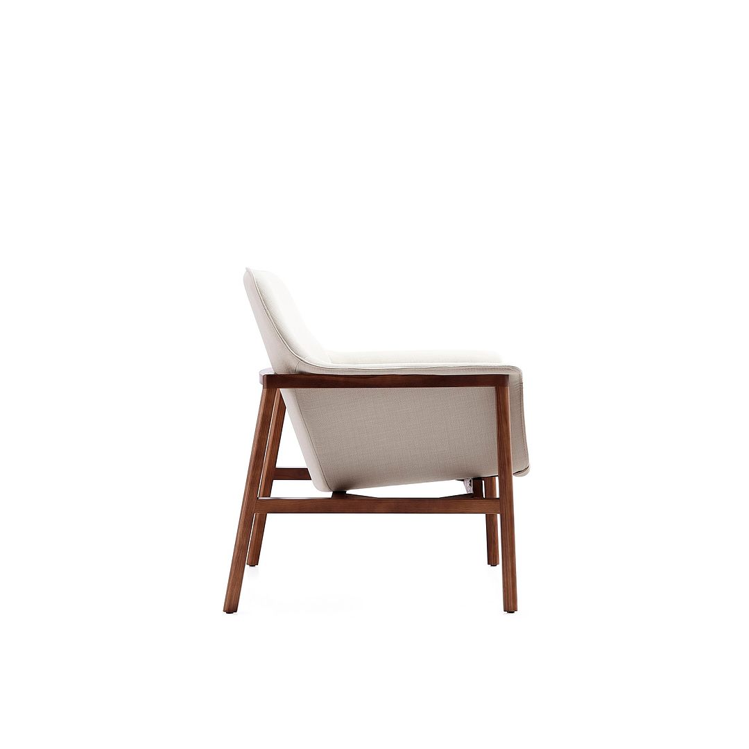 Manhattan Comfort Miller Mid-Century Modern Accent Chair Cream and Walnut AC007-CR