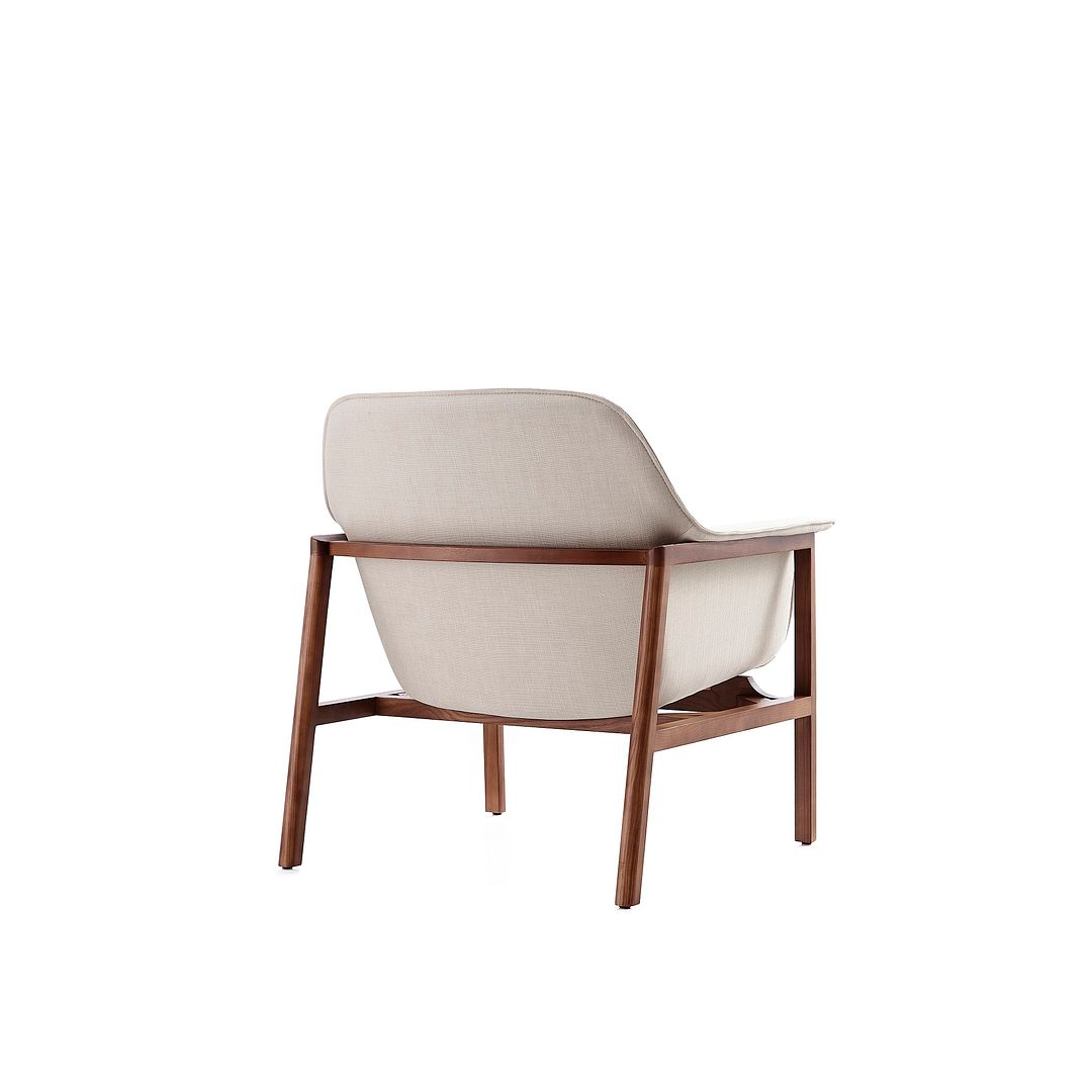 Manhattan Comfort Miller Mid-Century Modern Accent Chair Cream and Walnut AC007-CR