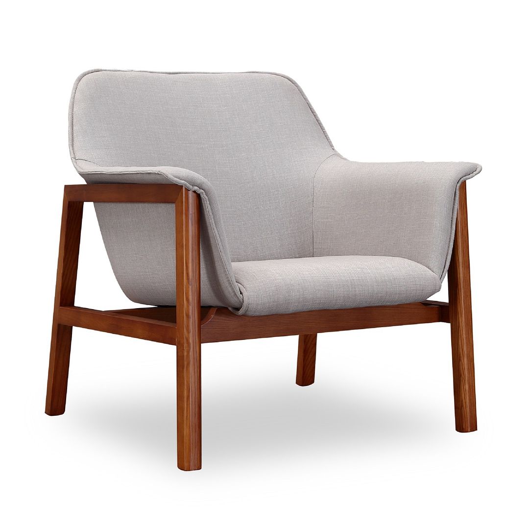 Manhattan Comfort Miller Mid-Century Modern Accent Chair Grey and Walnut AC007-GY
