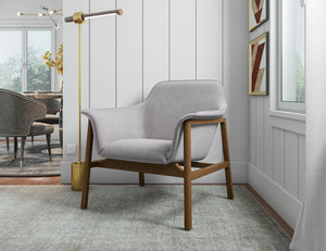 Manhattan Comfort Miller Mid-Century Modern Accent Chair (Set of 2) Grey and Walnut 2-AC007-GY