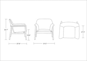 Manhattan Comfort Miller Mid-Century Modern Accent Chair Grey and Walnut AC007-GY