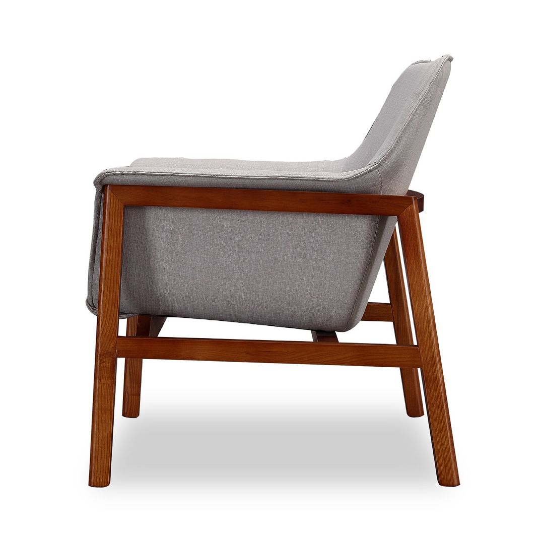 Manhattan Comfort Miller Mid-Century Modern Accent Chair Grey and Walnut AC007-GY
