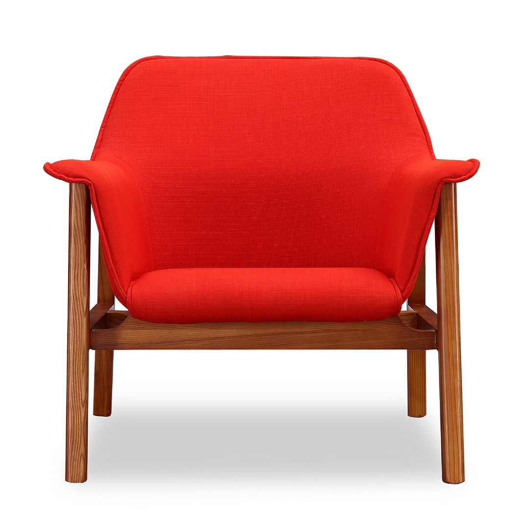 Manhattan Comfort Miller Mid-Century Modern Accent Chair Burnt Orange and Walnut AC007-OR