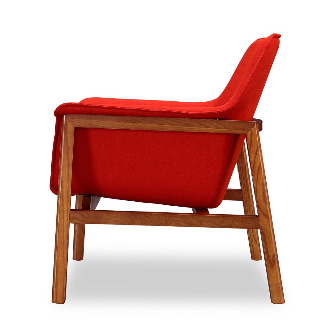 Manhattan Comfort Miller Mid-Century Modern Accent Chair Burnt Orange and Walnut AC007-OR