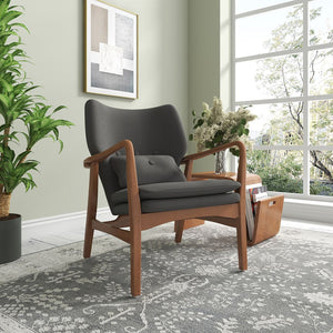 Manhattan Comfort Bradley Mid-Century Modern Accent Chair Charcoal and Walnut AC015-CC