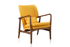 Manhattan Comfort Bradley Mid-Century Modern Accent Chair Yellow and Walnut AC015-YL
