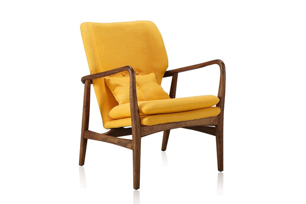 Manhattan Comfort Bradley Mid-Century Modern Accent Chair Yellow and Walnut AC015-YL