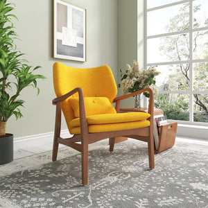 Manhattan Comfort Bradley Mid-Century Modern Accent Chair Yellow and Walnut AC015-YL