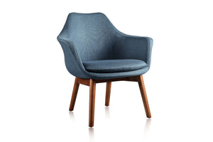 Manhattan Comfort Cronkite Mid-Century Modern Accent Chair Blue and Walnut AC026-BL