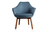 Manhattan Comfort Cronkite Mid-Century Modern Accent Chair Blue and Walnut AC026-BL