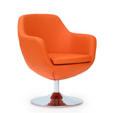 Manhattan Comfort Caisson Modern Accent Chair Orange and Polished Chrome AC028-OR