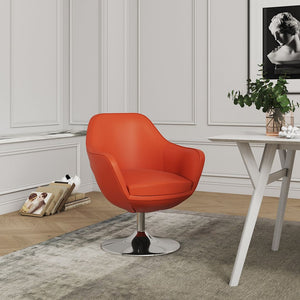 Manhattan Comfort Caisson Modern Accent Chair (Set of 2) Orange and Polished Chrome 2-AC028-OR