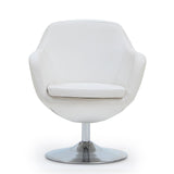 Manhattan Comfort Caisson Modern Accent Chair White and Polished Chrome AC028-WH