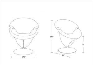 Tulip Swivel Accent Chair in Orange and Polished Chrome AC029-OR Manhattan Comfort