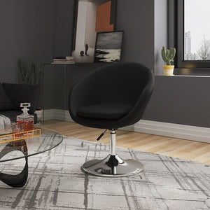 Manhattan Comfort Hopper Modern Accent Chair Black and Polished Chrome AC036-BK