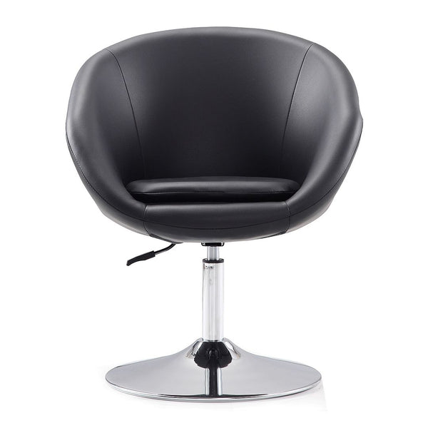 Hopper Swivel Adjustable Height Faux Leather Chair in Black and Polished Chrome AC036-BK Manhattan Comfort