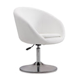 Hopper Swivel Adjustable Height Faux Leather Chair in White and Polished Chrome AC036-WH Manhattan Comfort