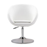 Hopper Swivel Adjustable Height Faux Leather Chair in White and Polished Chrome AC036-WH Manhattan Comfort