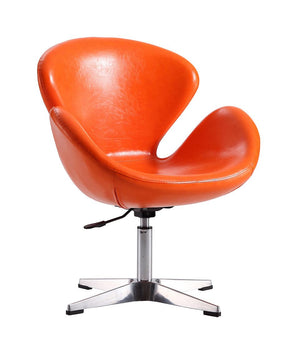 Raspberry Faux Leather Adjustable Swivel Chair in Tangerine and Polished Chrome AC038-TR Manhattan Comfort