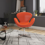 Manhattan Comfort Raspberry Modern Accent Chair (Set of 2) Tangerine and Polished Chrome 2-AC038-TR