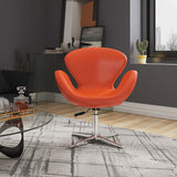 Raspberry Faux Leather Adjustable Swivel Chair in Tangerine and Polished Chrome AC038-TR Manhattan Comfort