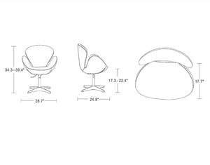 Raspberry Faux Leather Adjustable Swivel Chair in Tangerine and Polished Chrome AC038-TR Manhattan Comfort