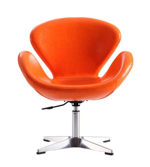 Raspberry Faux Leather Adjustable Swivel Chair in Tangerine and Polished Chrome AC038-TR Manhattan Comfort