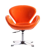 Raspberry Faux Leather Adjustable Swivel Chair in Tangerine and Polished Chrome AC038-TR Manhattan Comfort