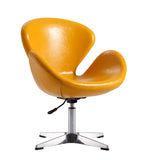 Raspberry Faux Leather Adjustable Swivel Chair in Yellow and Polished Chrome AC038-YL Manhattan Comfort