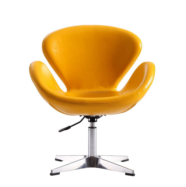 Raspberry Faux Leather Adjustable Swivel Chair in Yellow and Polished Chrome AC038-YL Manhattan Comfort
