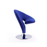 Curl Swivel Accent Chair in Blue and Polished Chrome AC040-BL Manhattan Comfort