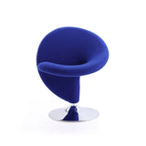 Curl Swivel Accent Chair in Blue and Polished Chrome AC040-BL Manhattan Comfort