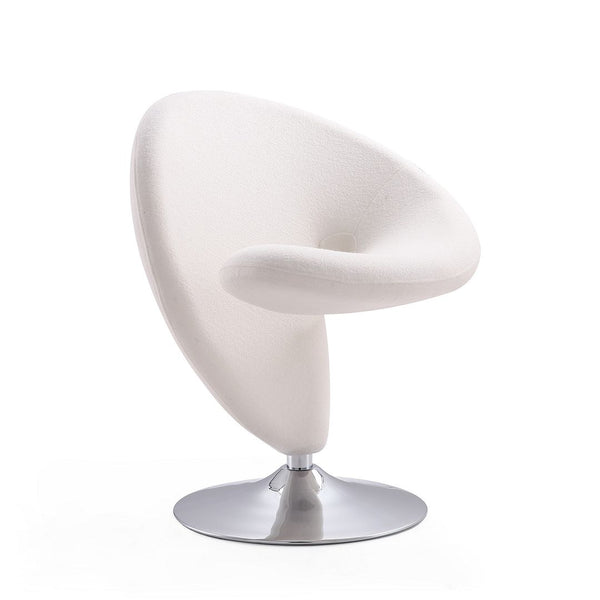 Curl Swivel Accent Chair in Cream and Polished Chrome AC040-CR Manhattan Comfort