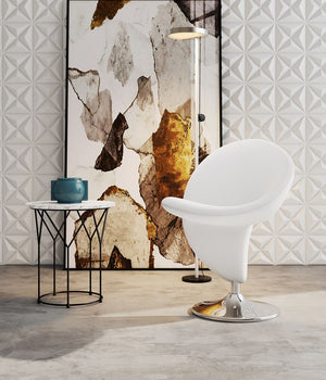 Manhattan Comfort Curl Modern Accent Chair (Set of 2) Cream and Polished Chrome 2-AC040-CR