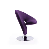 Curl Swivel Accent Chair in Purple and Polished Chrome AC040-EP Manhattan Comfort