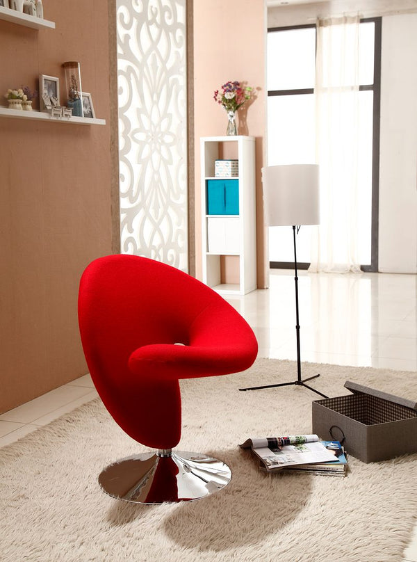 Manhattan Comfort Curl Modern Accent Chair Red and Polished Chrome AC040-RD