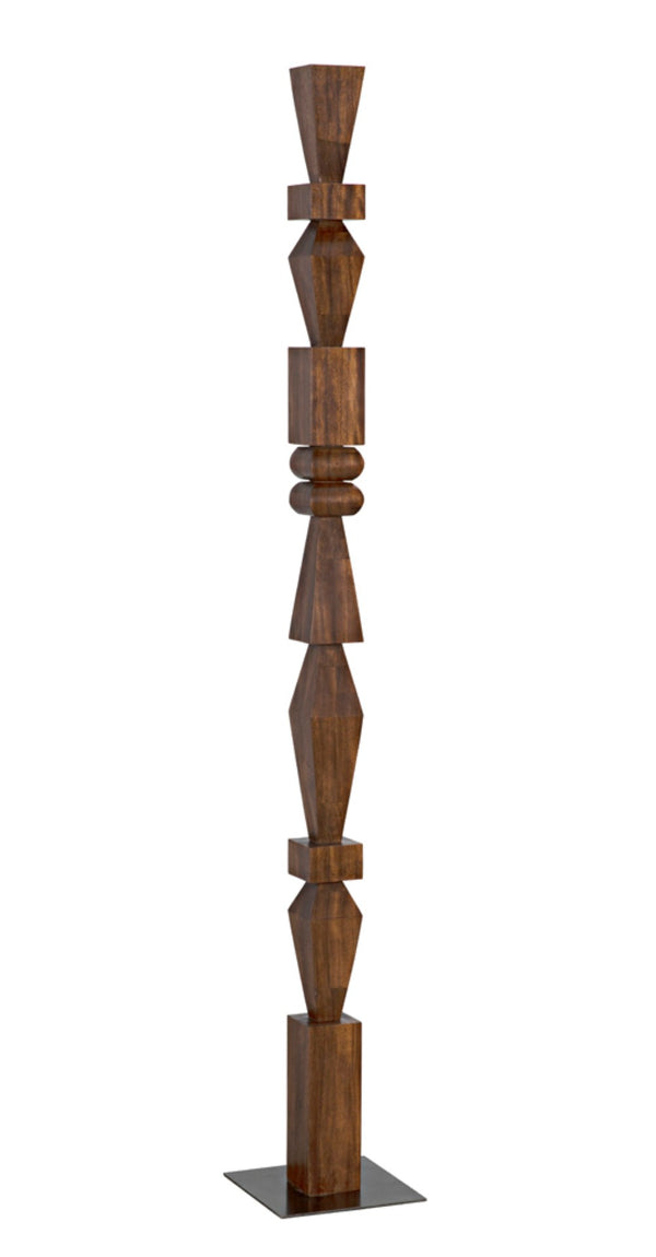 Noir Dido Handcrafted Sculptural Accent in Solid Walnut - Mid-Century Modern Design with Steel Base AC045