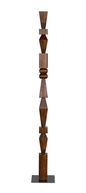 Noir Dido Handcrafted Sculptural Accent in Solid Walnut - Mid-Century Modern Design with Steel Base AC045