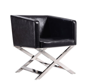 Hollywood Lounge Accent Chair in Black and Polished Chrome AC050-BK Manhattan Comfort