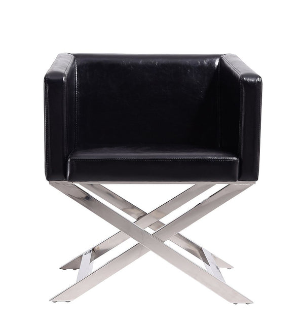 Hollywood Lounge Accent Chair in Black and Polished Chrome AC050-BK Manhattan Comfort
